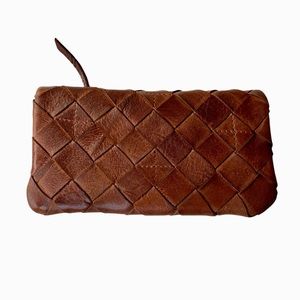 VILENCA Holland Brown Cognac Soft Woven Leather Wallet